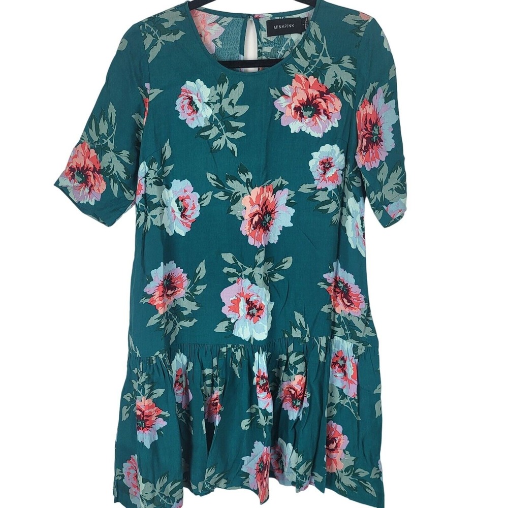 MINKPINK Midi Dress S Womens Half Sleeve Multicolor Floral Print Cottage Core